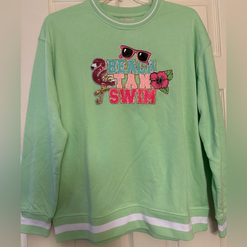 Green Beach Lover Pullover Sweatshirt